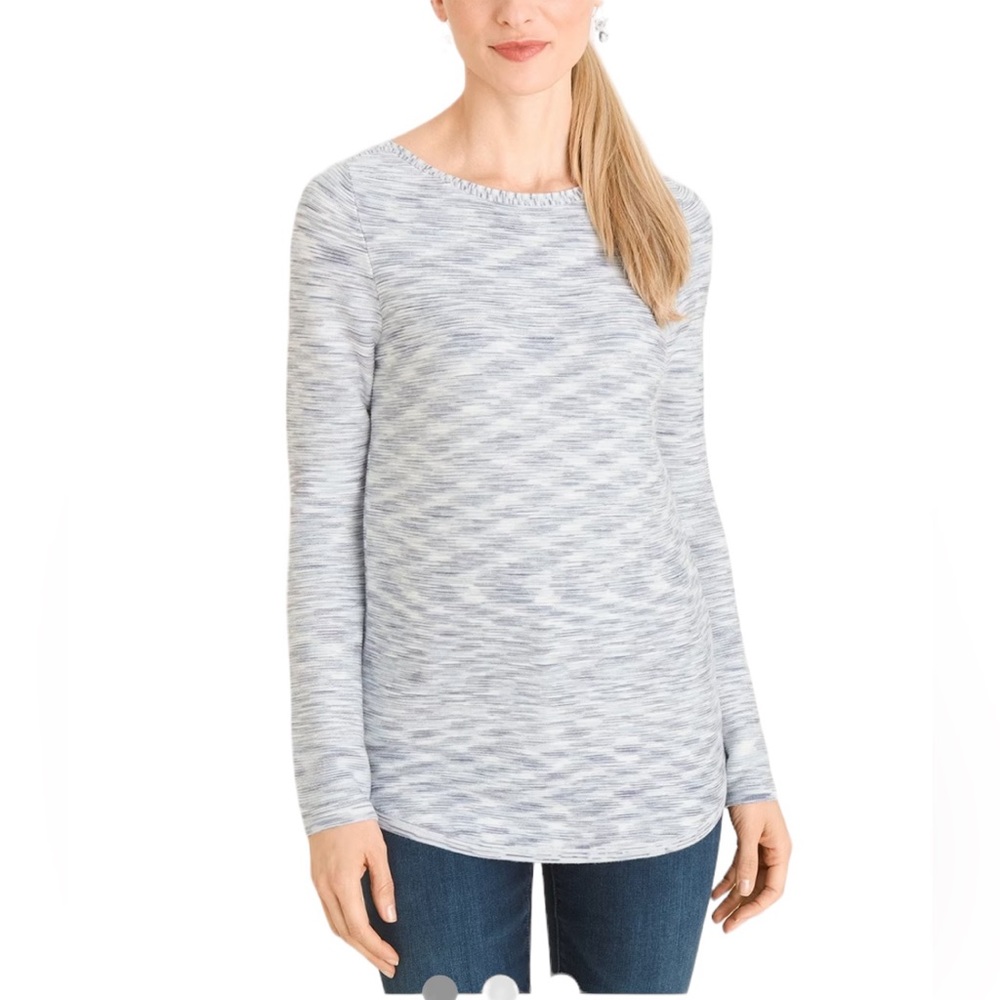 Chico’s Space Dye Bateau Neckline Pullover Sweater (A1)
